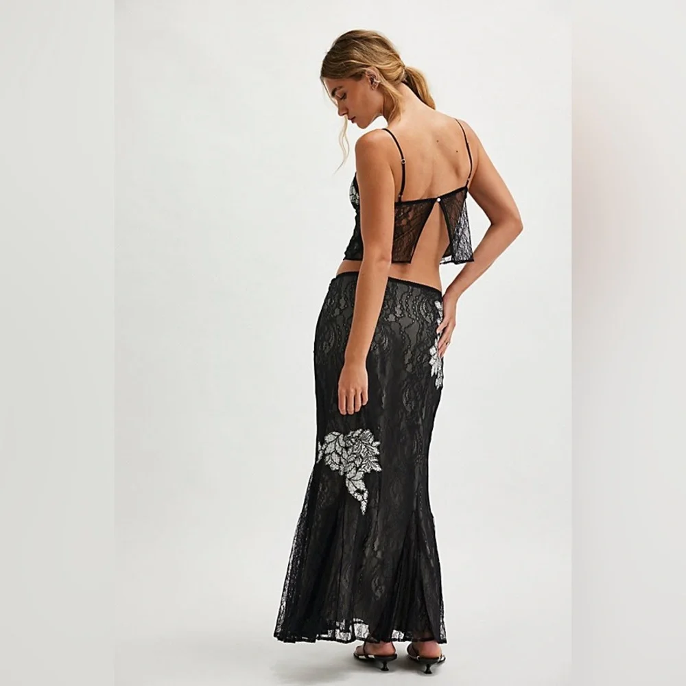 Free People Bali Meet Me At Midnight Lacy Floral Set NWT Size Medium